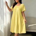 thumbnail image 4 of NominalSnug Womens Nightgown Scalloped Neck Short Sleeve Loose Midi Sleep Dress Loungewear, 4 of 6