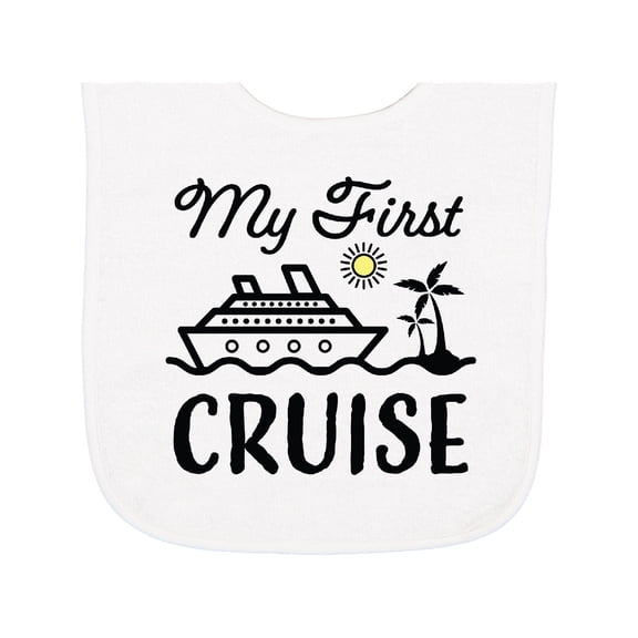 Inktastic My First Cruise with Cruise Ship and Palm Trees Baby Terry Cloth Bib