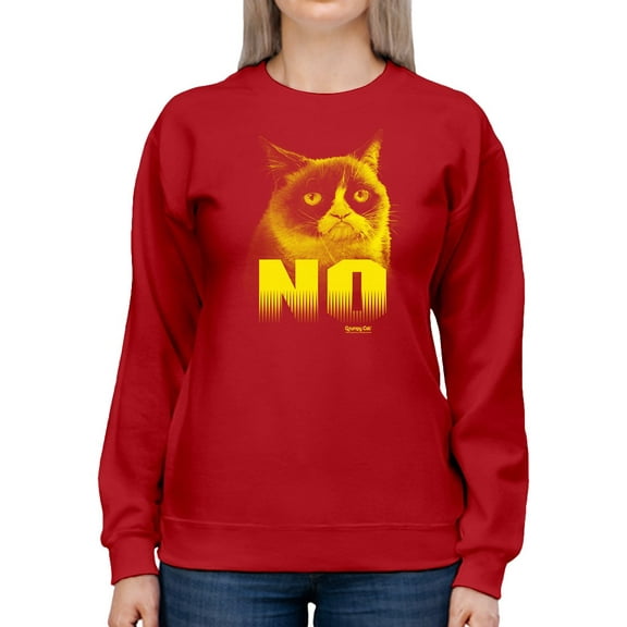 Grumpy Cat With The Word No Sweatshirt Women -T-Line Designs, Female 4X-Large