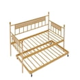 thumbnail image 4 of PORKISS Metal Daybed, Steel & Wood Daybed with Trundle and Metal Frame, Modern Sofa Bed with Twin Size Frame, Classical Daybed for Bedroom, Apartment, and Living Room, Natural & Golden, 4 of 11