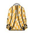 thumbnail image 3 of Orange and Cream Wavy Checkered Backpack for School, Cute School Bag with Adjustable Shoulder Straps and Padded Back, 15.3"x11"x7.1", 3 of 5