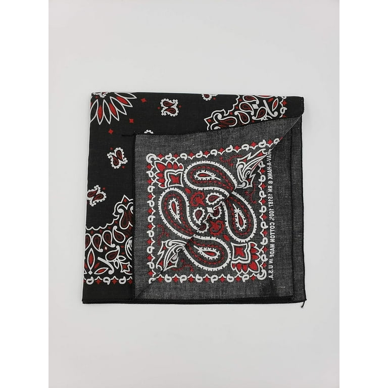 Hav-A-Hank Paisley Bandanna 22 X 22-Black Red White 100 Hav-A-Hank Paisley Bandanna 22 X 22-Black Red White 100