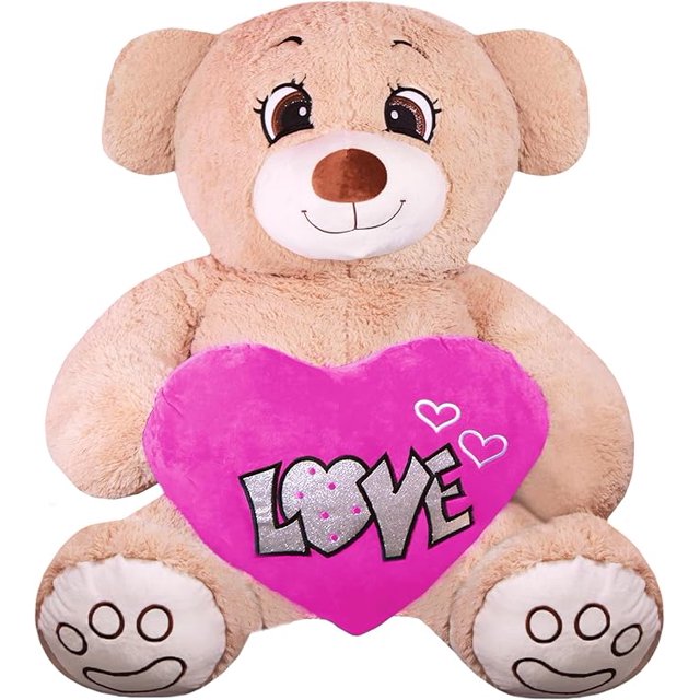 Peluches Oso Rechoncho Beige PELUCHERIA con corazon Rosa
