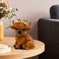 thumbnail image 3 of Highland Cow Figurine Decor, Highland Cows Themed Gifts, Resin Figures Home Desk Decorations Accents (Brown) (1, Highland Cow Figurine(Brown)), 3 of 7