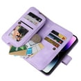 thumbnail image 6 of ELEHOLD for iPhone 14 Pro 6.1 inch Flip Leather Wallet Case with Card Holders Kickstand Magnetic Clasp Lanyard Shoulder Strap Shockproof Protective Case,Purple, 6 of 6
