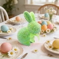 thumbnail image 1 of Adorno de conejo de Pascua – Conejo de pie, espuma, multicolor, 9,25" de alto, lazo brillante, detalle de mesa, decoración de vacaciones de primavera, 1 of 6