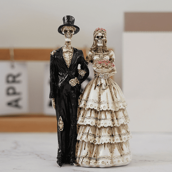 Couple Decorative Figurine Bride and Groom Statue Day of The Dead Ossuary Decor Sculpture