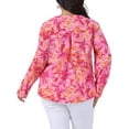 thumbnail image 4 of DARING DIVA Women's Plus Size Floral Long Sleeve Button Down Shirt 1X Hot Pink, 4 of 6
