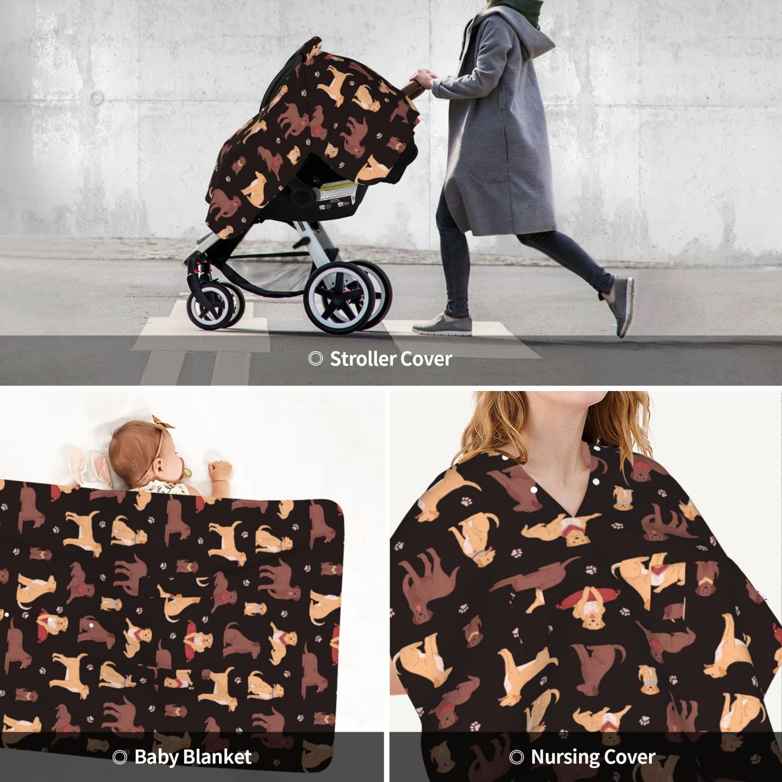 Car Seat Cover Baby - Chocolate Labrador Retriever Dog Breathable Infant Car Seat Cover for Baby Carseat, Lightweight Comfort Baby Essentials Must Haves Newborn Stuff for Girl Boy