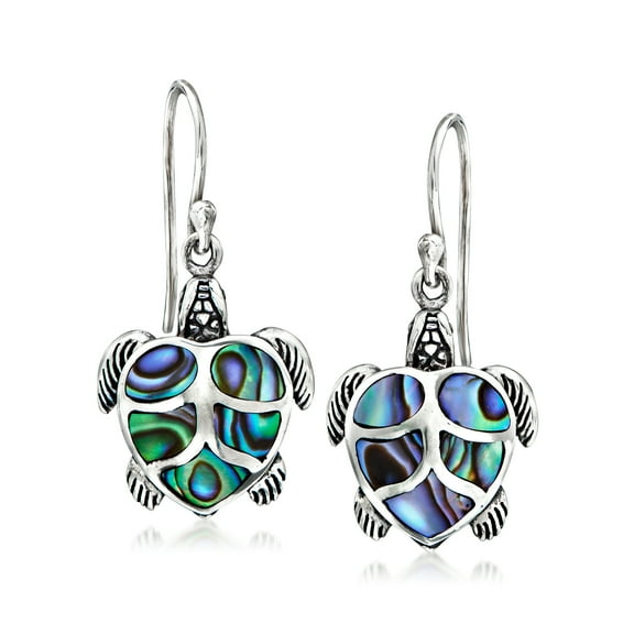 Ross-Simons Abalone Shell Bali-Style Turtle Drop Earrings in Sterling Silver, Women's, Adult