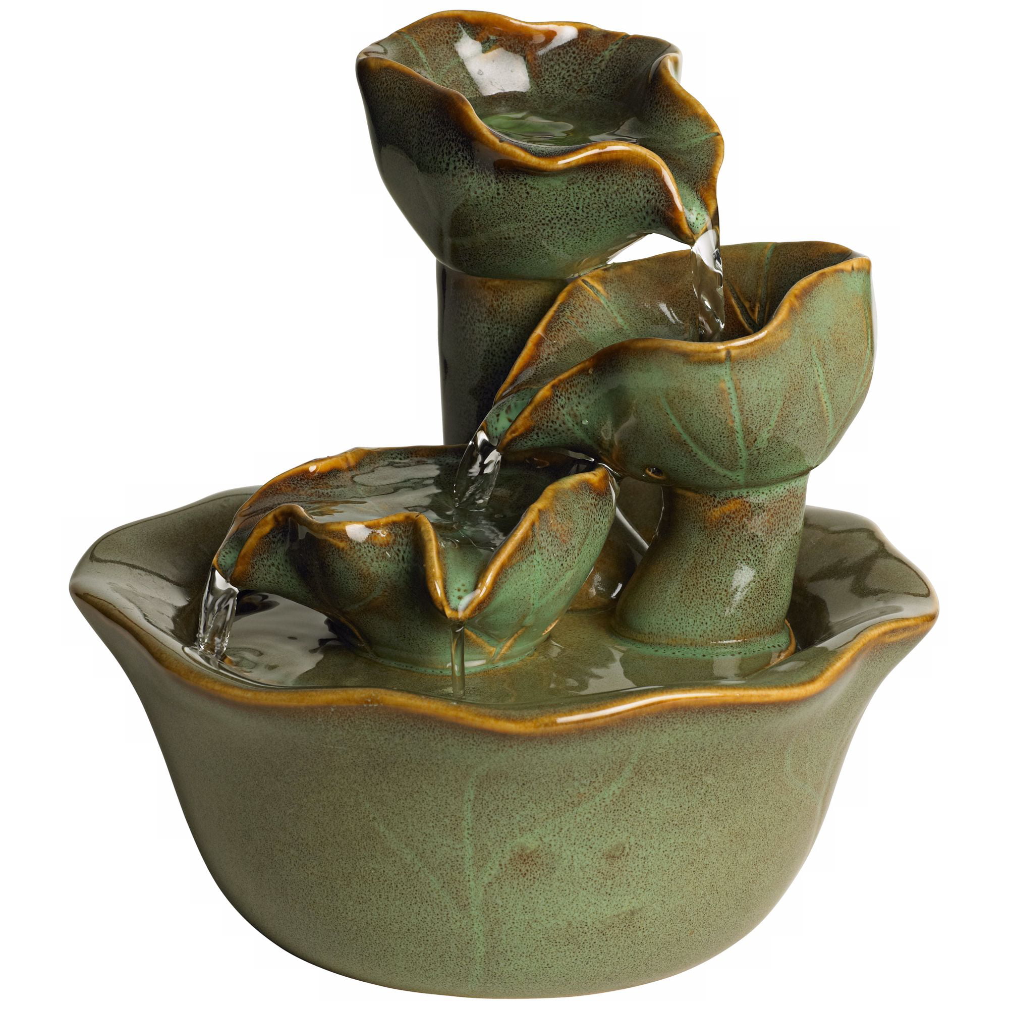 Palm Leaf 4-Tier Water Fountain Ceramic — Fountainland