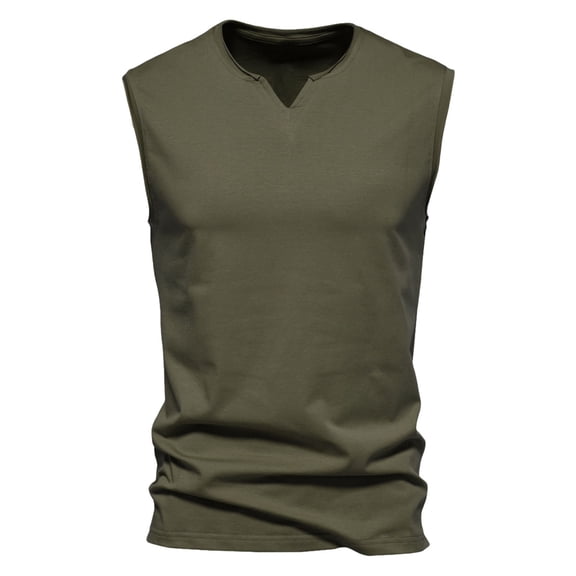 Krdevn Summer Mens Vest Collar Sleeveless T Shirt Cotton Bottoming Sports Tank Top Men,Tank Tops Men,3XL