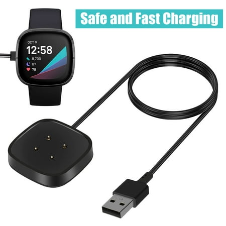 Charger Dock Compatible with Fitbit Sense/Versa 3, USB Charging Cable Replacement Stand Base Station Accessories with 3.3FT USB Cable Fit for Sense Smartwatch