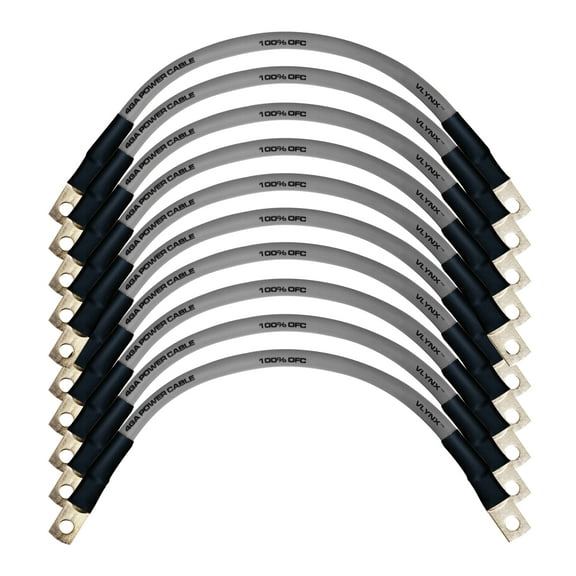 QTY 10 VBL4-S Battery Cable 4 Gauge AWG 9" 100% OFC Copper Flexible VLYNX Wire MADE IN USA