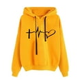 thumbnail image 1 of TIMIFIS Sweat à Capuche Jaune pour Femmes, Imprimé Graphique Tendance, Manches Longues, Pull Décontracté pour l'Hiver, 1 of 5