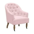 thumbnail image 4 of Rustic Manor Saoirse Upholstered Linen Button Tufted Accent Armchair with Casters, Pink, 4 of 9