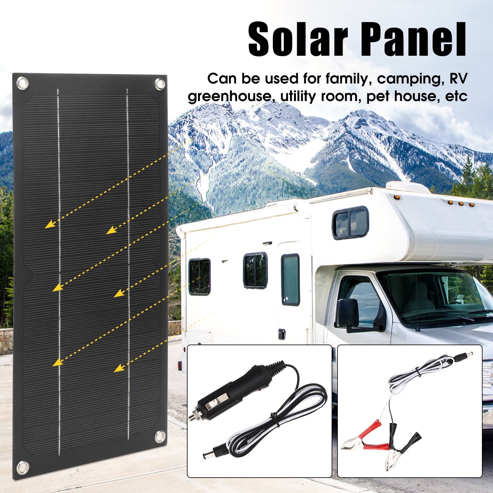 600W Solar Panel Kit, 12V 100A Solar Charge Controller Dual USB Outputs Portable Waterproof Solar Panel Set for Boat Camping Motorcycle Home Outdoor Lights RV Camera Generators, Black