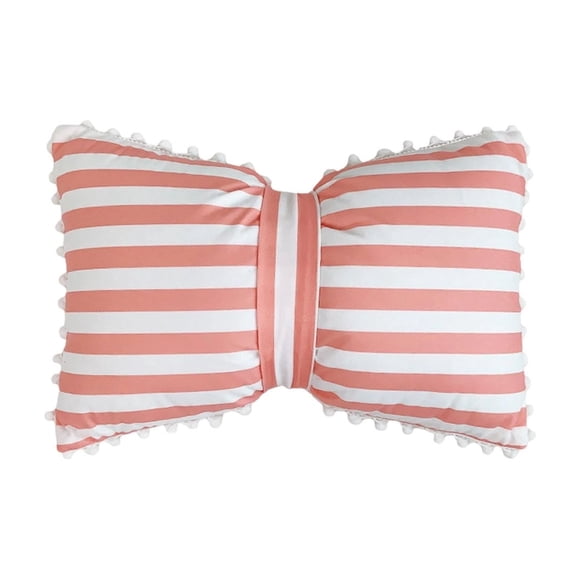 Striped Bow-Decorated Pillowcase 50x33cm Soft Velvet Bolster Pillow Suitable For Sofas Beds And Home Decor