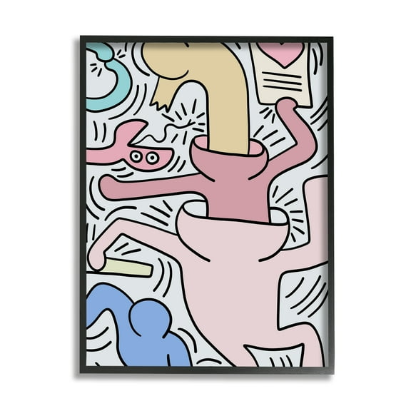 Stupell Industries Contemporary People Patterned Heart Lines Pop Style Framed Wall Art, 16 x 20, Design by Ros Ruseva