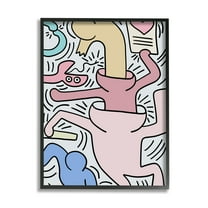 Stupell Industries Contemporary People Patterned Heart Lines Pop Style Framed Wall Art, 16 x 20, Design by Ros Ruseva