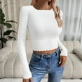 thumbnail image 4 of Fancifize Womes Crew Neck Cropped Sweater Casual Long Sleeve Knit Top Fall Fashion Casual Slim Fit Outfits, 4 of 4