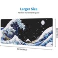 thumbnail image 4 of Japanese Blue and Black Sea Wave Mouse Pad Abstract Blue Desk Mat 31.5x11.8 Inch Sea Wave Texture Non-Slip Rubber Base Wave Mousepad Stitched Edges Keyboard Mouse Mat Desk Pad for Office Home Game, 4 of 6