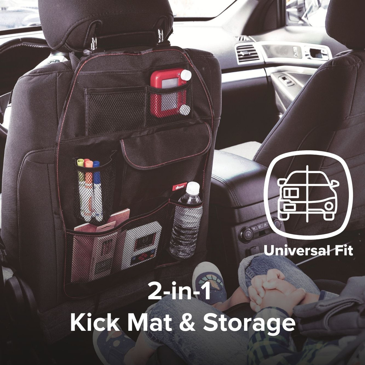 Diono Stow 'N Go 2-in-1 Back Seat Protector and Organizer, 7 Pockets, Black - image 3 of 9