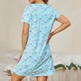 thumbnail image 4 of QUINDOS Womens Pajamas Mini Short Nightgowns for Women Short Sleeve Crew Neck Sleep Shirt Casual Print Loose Sleepwear Night Dress, 4 of 5