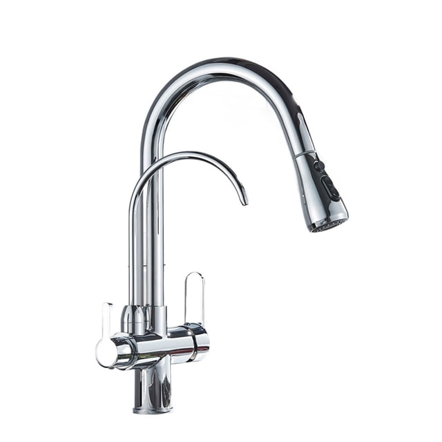 Black And Golden Filtered Crane For Kitchen Pull Out Sprayer Drinking Water Three Ways Water Filter Tap Kitchen Faucet Hot Cold ,Effortless Installation