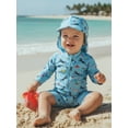 thumbnail image 6 of BemeyourBBs Newborn Baby Boys Girls One Piece Swimsuit with Hat Infant Bathing Suit UPF 50+ Rash Guard Zipper Swimwear Long Sleeve Sea Animal Printed Summer Beachwear, 6 of 9