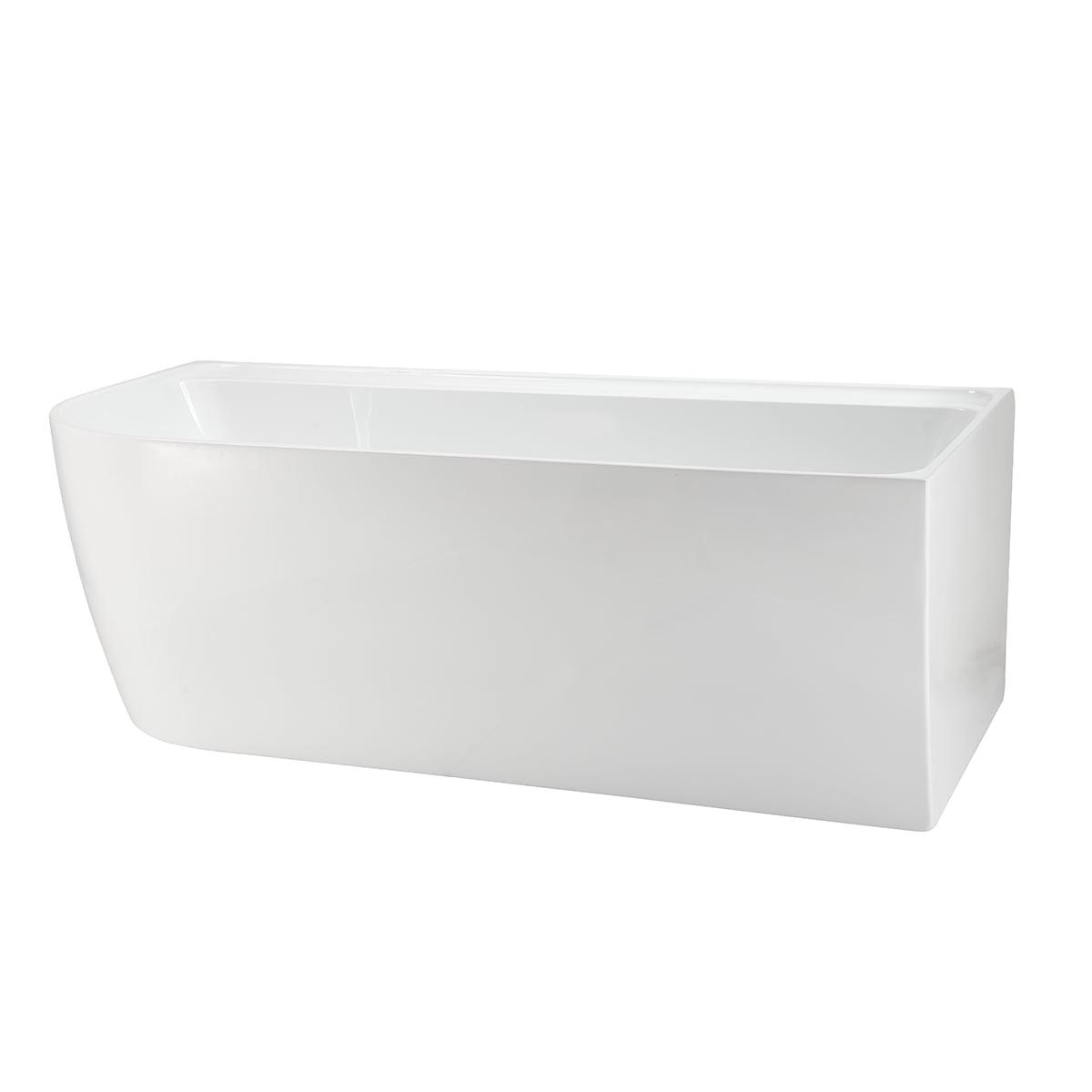 A&E Bath and Shower Silqua 59 po x 29,5 po Baignoire autoportante d’angle droit en blanc brillant