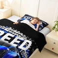 thumbnail image 4 of Castle Fairy Cool Blue Sports Car Twin Comforter Sets 3-Piece for Youths, Sharp Speedometer Graphic Bedding Set for Bedroom, Blue Black White,Black Reversible, 4 of 6