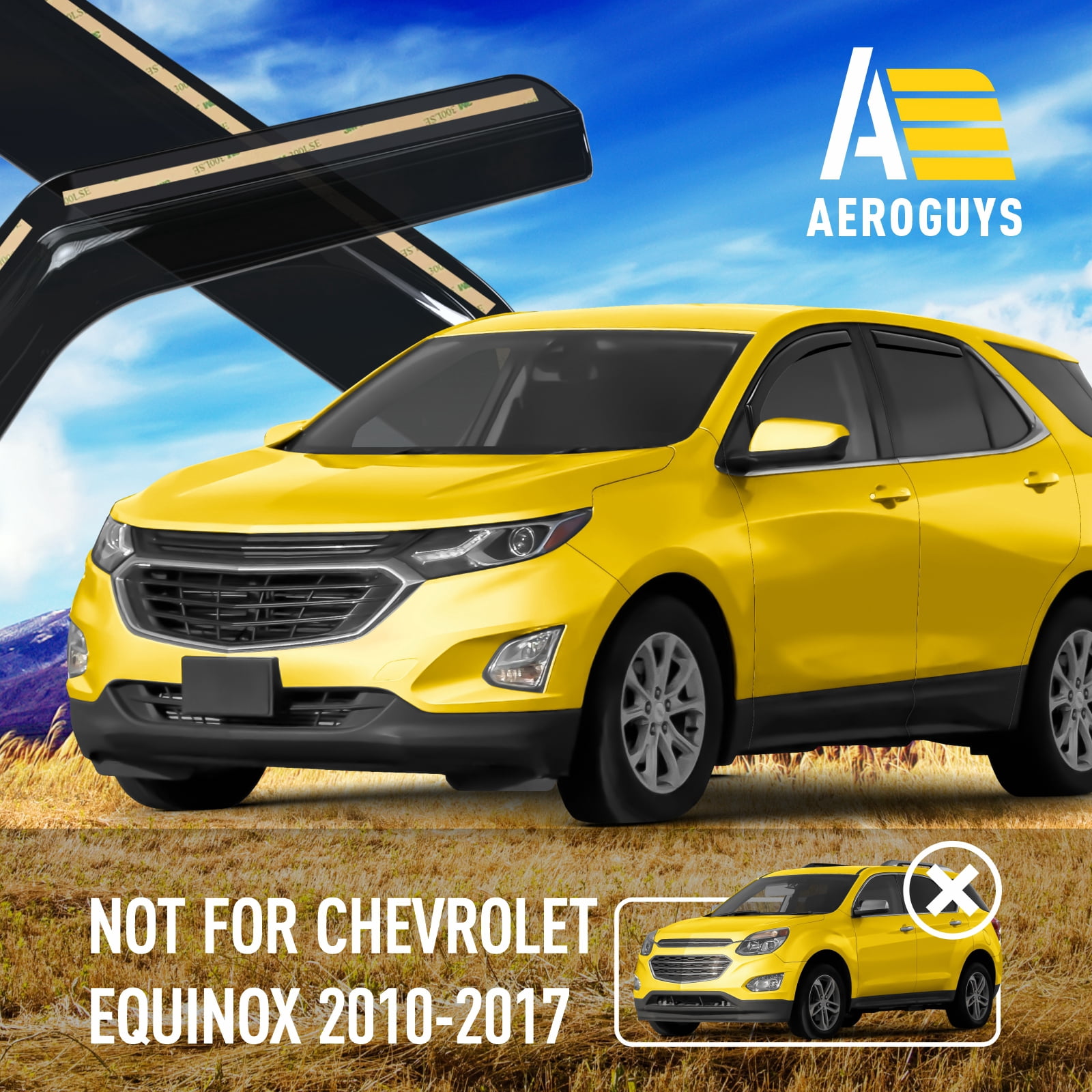 AEROGUYS In-Channel Window Deflectors Extra Durable Window Visors Rain Guards Fit for Chevrolet (Chevy) Equinox 2018-2024, Sun Visors, Wind Deflectors, Vent Visors, Car Accessories - 4pcs. AG0008