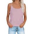 thumbnail image 2 of Otntypg Linen Tank Tops for Women Casual Striped Printed Summer Sleeveless Spaghetti Strap Cami Tanks Loose Lightweight Comfy Tunic Vest Shirts Pink L, 2 of 9