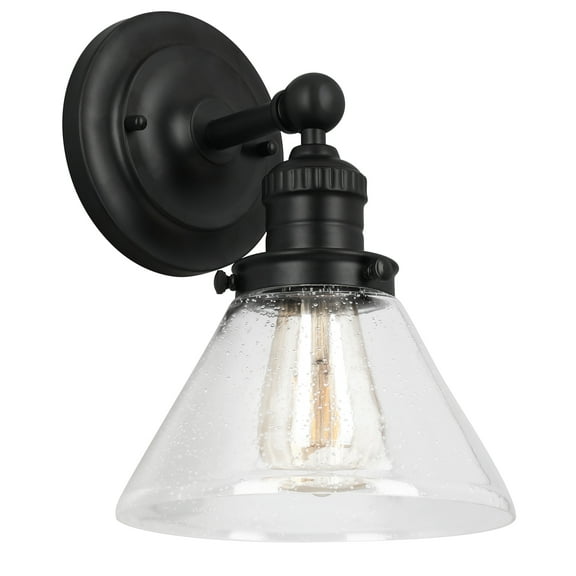 Design House Corwin Black Dimmable Wall Sconce with Clear Seeded Glass Shade
