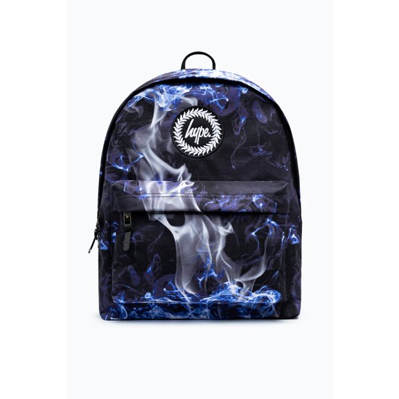 Hype Unisex Black Blue Flame Crest Backpack