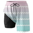 thumbnail image 4 of Men's Casual Beach Sports Plus Size Fashion Gradient Striped Double Layer Beach Pants, Compression Lined, 4 of 4