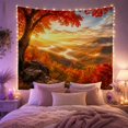 thumbnail image 2 of Autumn Mountain Valley with Maple Tree at Sunset, Nostalgic Boho for Nature Lovers, Panoramic Landscape Wall Art, Housewarming Gift Tapestry Wall Hanging for Living Room and Bedroom, 2 of 7