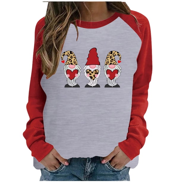 Día de San Valentín moda mujer Casual manga larga impreso señoras sudaderas Tops Fridja hkj230