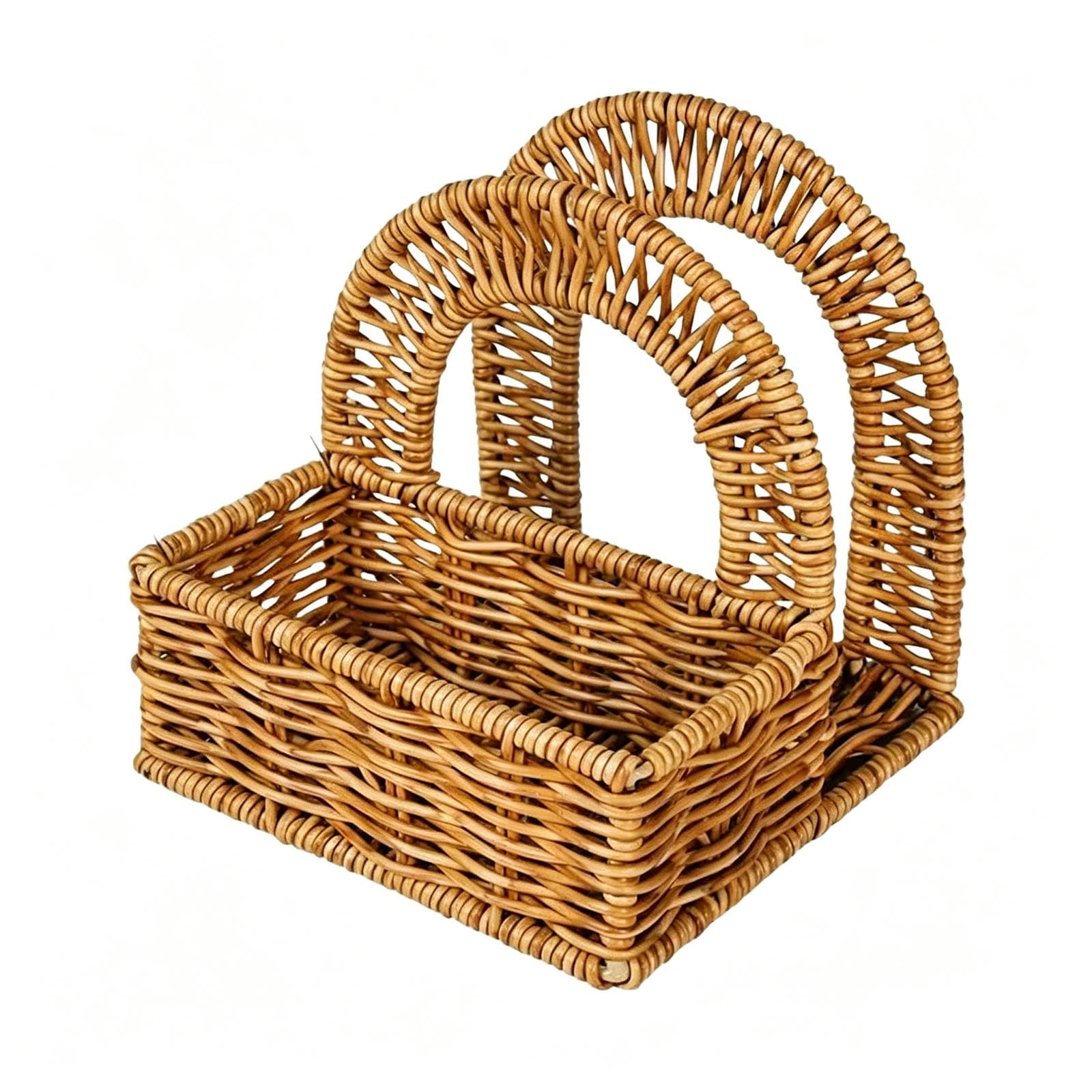 Woven Napkin Holder, Rattan Style Countertop Organizer, Waterproof Paper Towel Holder, Kitchen Picnic Condiment Caddy for Dining(Coffee)