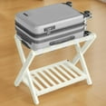 thumbnail image 5 of LEDREM Set of 2 Solid Wood Luggage Rack with Storage Shelf, Foldable Suitcase Stand No Assembly Required for Guest Room Hotel Bedroom, Cream White, 5 of 6