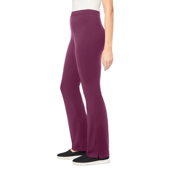 Woman Within Plus Size Stretch-Cotton Knit Pull-On Bootcut Leggings