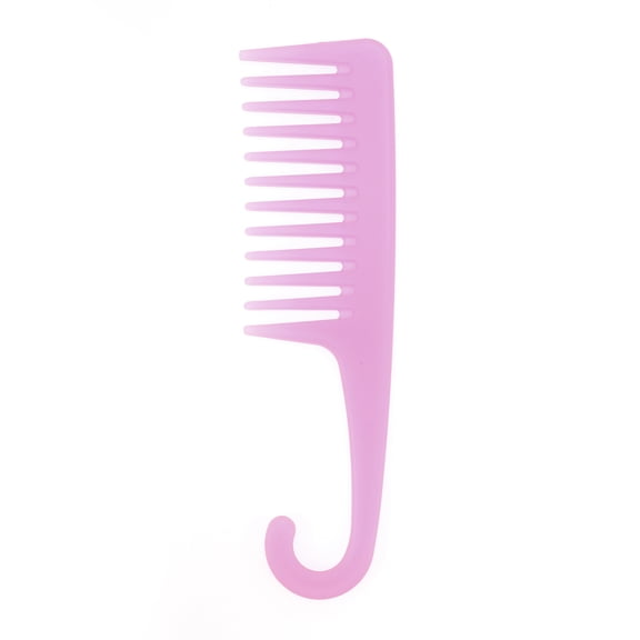 Unique Bargains 1 Pc Translucent Large Bend Wide Tooth Comb for Curly Thin Hair Purple