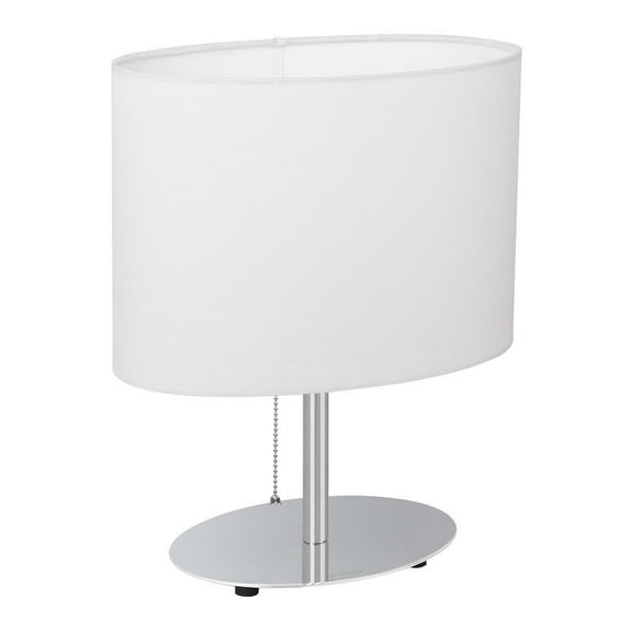 HAITRAL Oval Minimalist Fabric Shade Desk Lamp White (HT-A005)