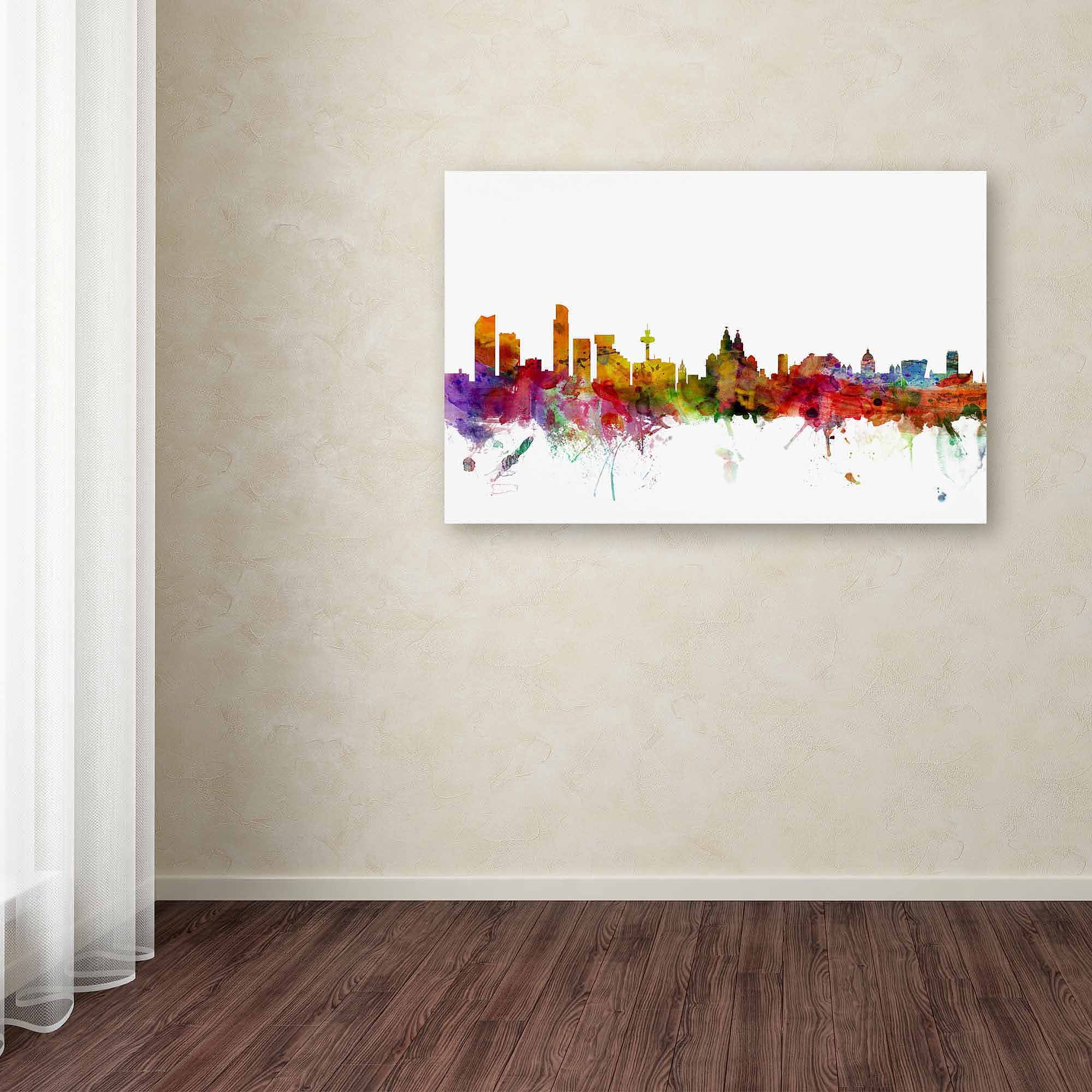 Trademark Fine Art "Liverpool England Skyline" Canvas Art by Michael Tompsett