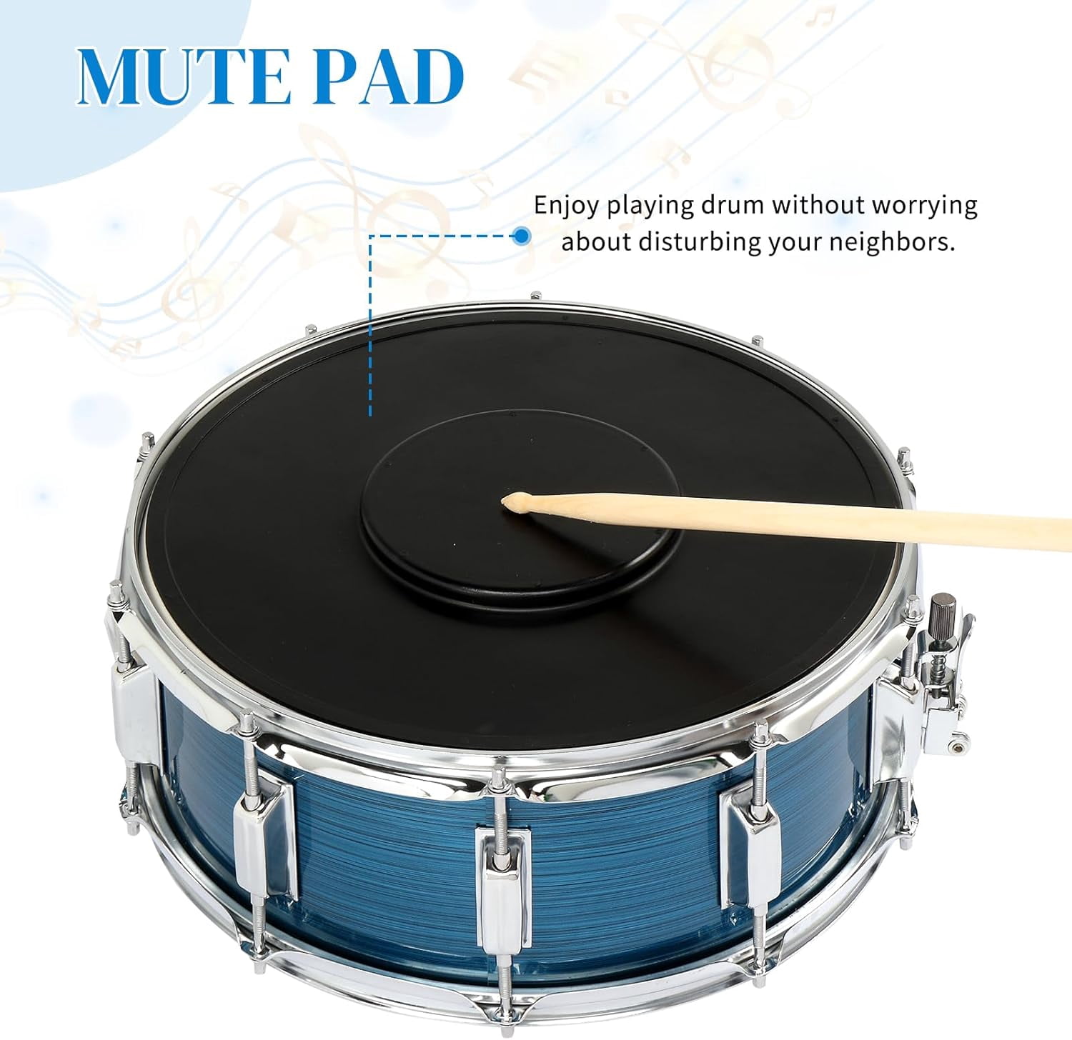 14 x 5.5 inches Snare Drum Set, Marching Snare Drum Kit for Students Beginners, Comes with Stand Sticks, Key, Bag, Mute Pad and Adjustable Straps (Blue)