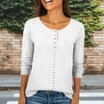 thumbnail image 2 of Blouse à Manches 3/4 en Dentelle Boutonnée - Col Rond Décontracté Chic Grande Taille pour le Travail, 2 of 6