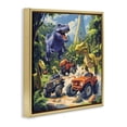 thumbnail image 3 of Stupell Industries Dinosaurs & Monster Trucks Gold Framed Floater Canvas Wall Art, design by Creative Studio, 25 x 25, 3 of 9