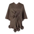 thumbnail image 5 of XFLWAM Women's Shawl Wrap Poncho Sweaters Solid Color Open Front Cardigan Shawls Cape for Fall Winter Coffee Free Size, 5 of 8