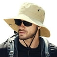 thumbnail image 7 of harmtty Windproof Bucket Hat Men Summer Sun Hat Windproof Strap Wide Brim Anti-uv Sun Protection Foldable Portable Gardening Fishing Travel Outdoor Fisherman Army Green, 7 of 7